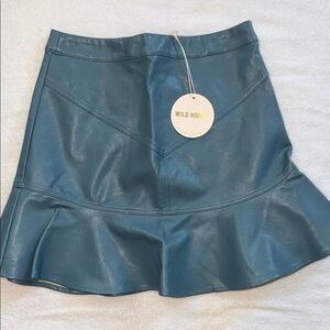 Wild Honey Blue Flared Mini Skirt